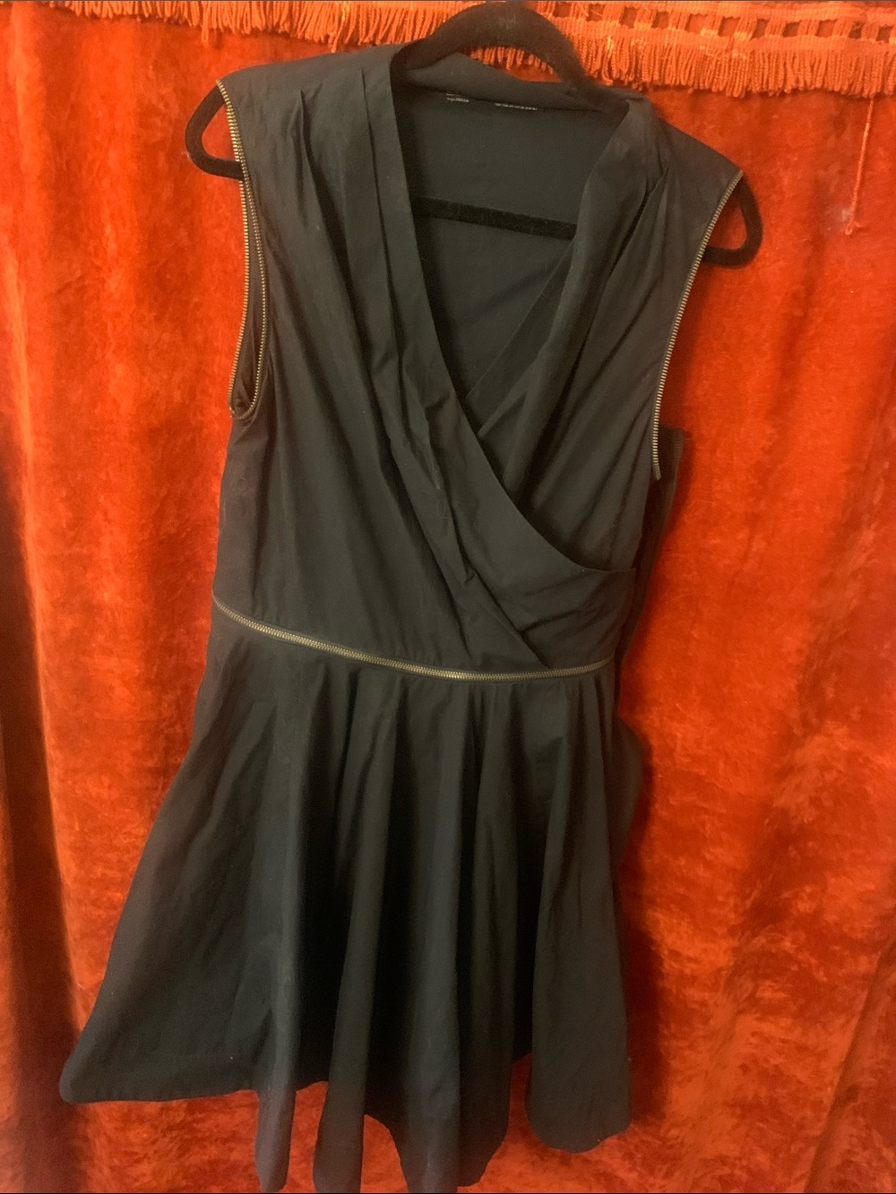 All saint’s Sleeveless Black Wrap-Front Skater Dress size 10 side zipper
